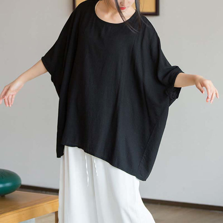 Koszulka z nadrukiem „Buddha Stones” w jednolitym kolorze, z rękawem trzy czwarte i luźną koszulką - image 23