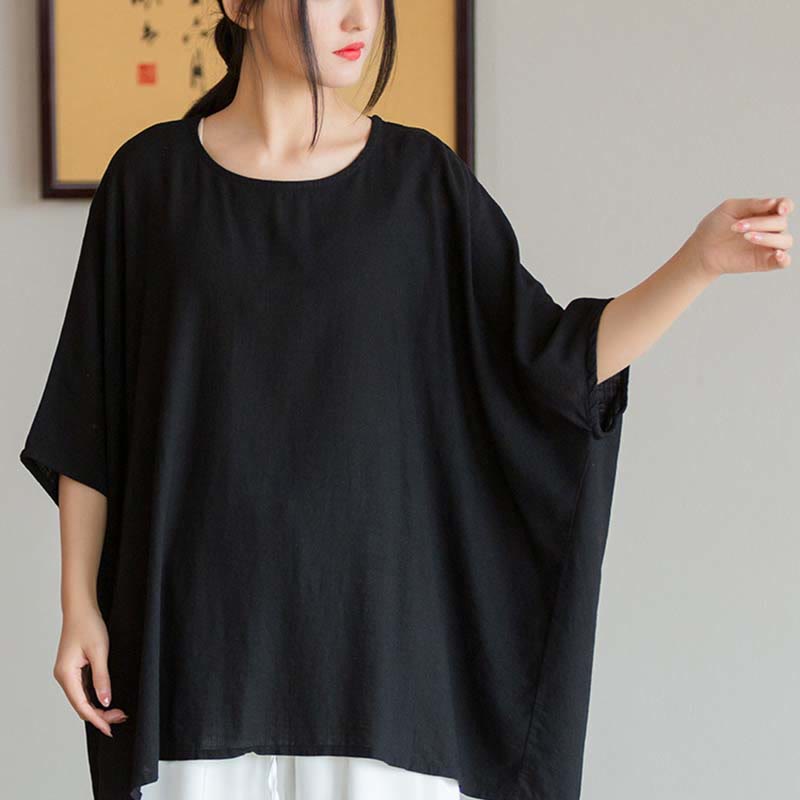 Koszulka z nadrukiem „Buddha Stones” w jednolitym kolorze, z rękawem trzy czwarte i luźną koszulką - image 25