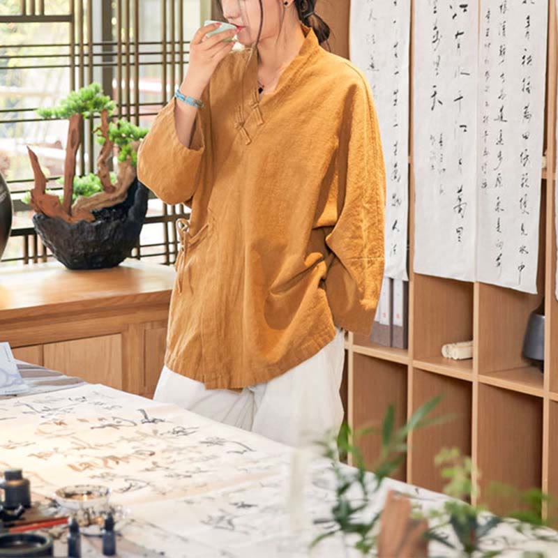 Buddha Stones , Guzik, Wzór Hanfu, Długi Rękaw, Płaszcz, Medytacja Zen, Kurtka z Odkrytym Przodem - image 11