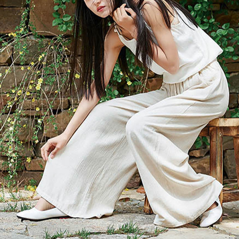 Buddha Stones Proste Szerokie Spodnie Taneczne Damskie Spodnie Do Jogi Z Kieszeniami - image 6