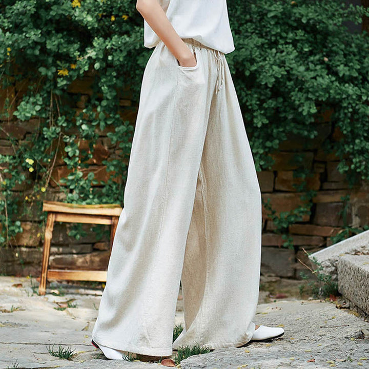 Buddha Stones Proste Szerokie Spodnie Taneczne Damskie Spodnie Do Jogi Z Kieszeniami - image 4