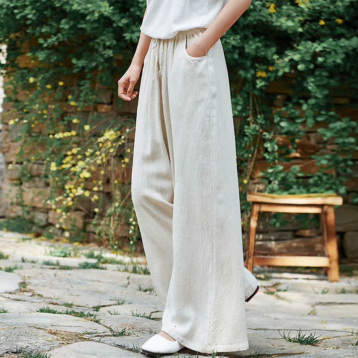 Buddha Stones Proste Szerokie Spodnie Taneczne Damskie Spodnie Do Jogi Z Kieszeniami - image 5