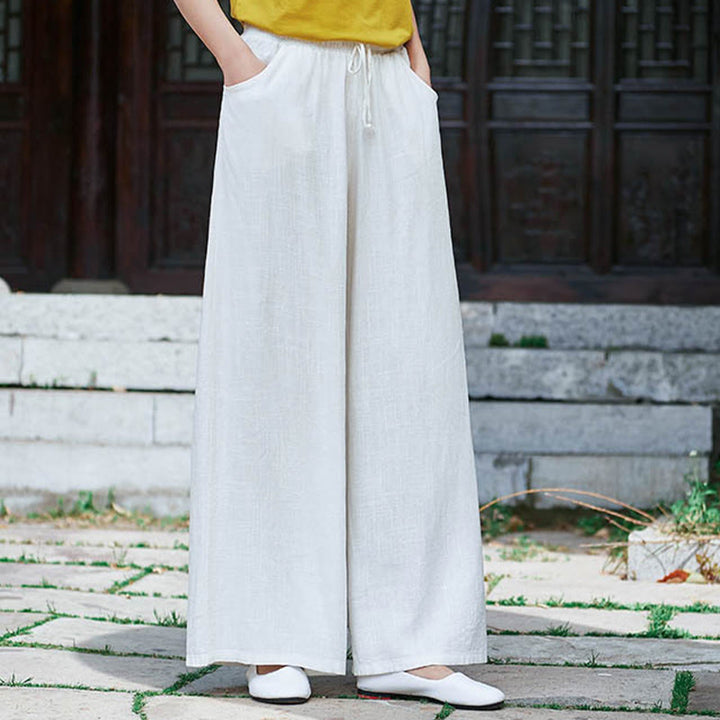 Buddha Stones Proste Szerokie Spodnie Taneczne Damskie Spodnie Do Jogi Z Kieszeniami - image 18