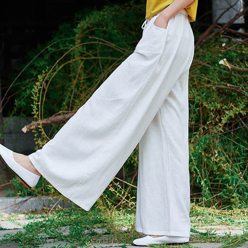 Buddha Stones Proste Szerokie Spodnie Taneczne Damskie Spodnie Do Jogi Z Kieszeniami - image 19