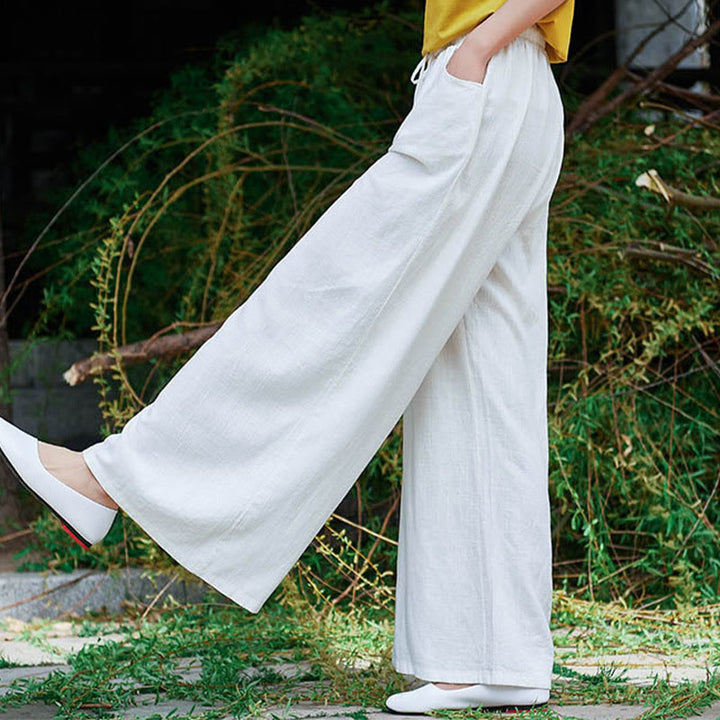 Buddha Stones Proste Szerokie Spodnie Taneczne Damskie Spodnie Do Jogi Z Kieszeniami - image 19