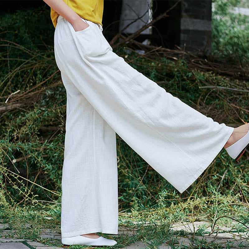 Buddha Stones Proste Szerokie Spodnie Taneczne Damskie Spodnie Do Jogi Z Kieszeniami - image 16