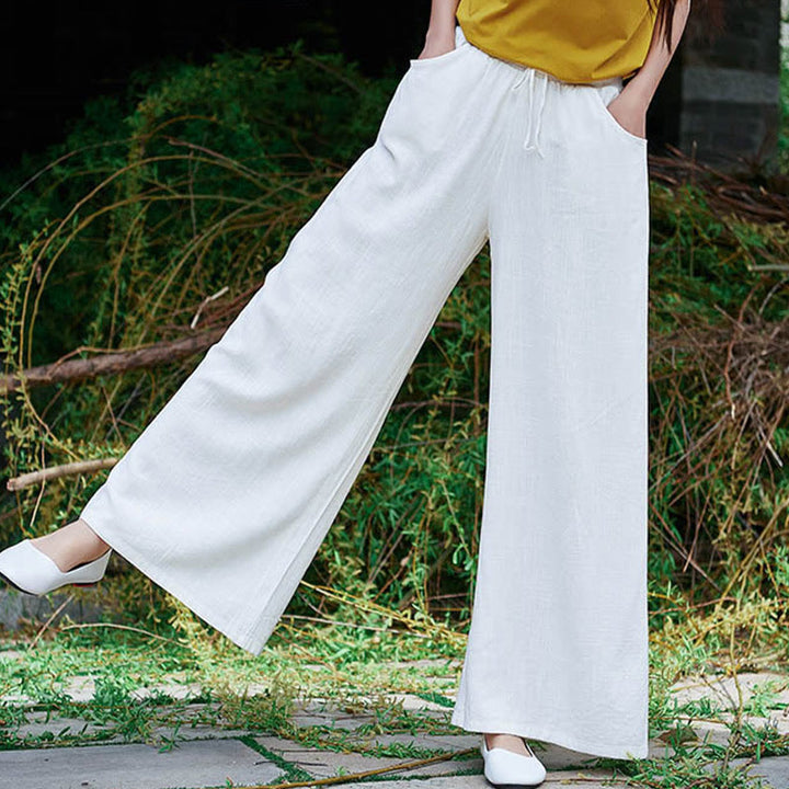 Buddha Stones Proste Szerokie Spodnie Taneczne Damskie Spodnie Do Jogi Z Kieszeniami - image 17