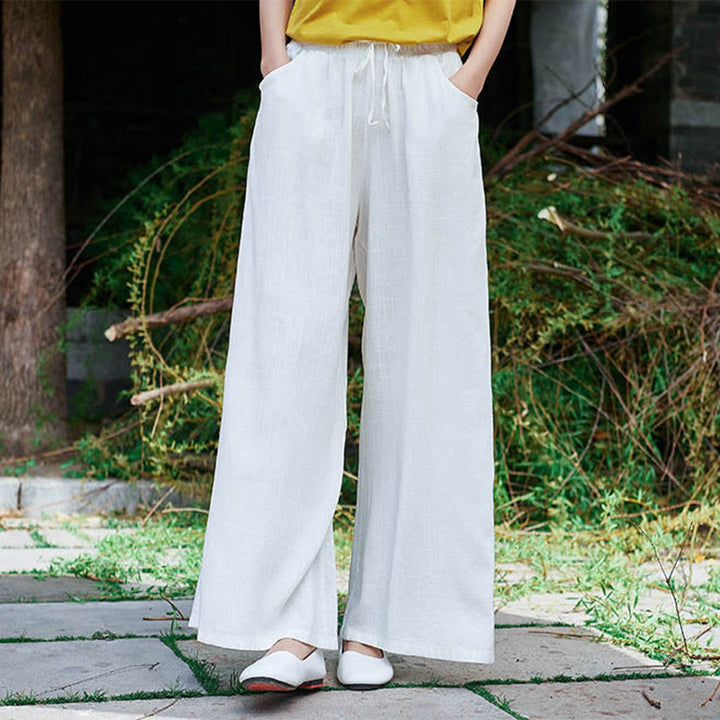 Buddha Stones Proste Szerokie Spodnie Taneczne Damskie Spodnie Do Jogi Z Kieszeniami - image 14