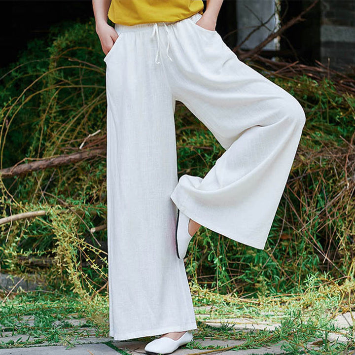 Buddha Stones Proste Szerokie Spodnie Taneczne Damskie Spodnie Do Jogi Z Kieszeniami - image 15