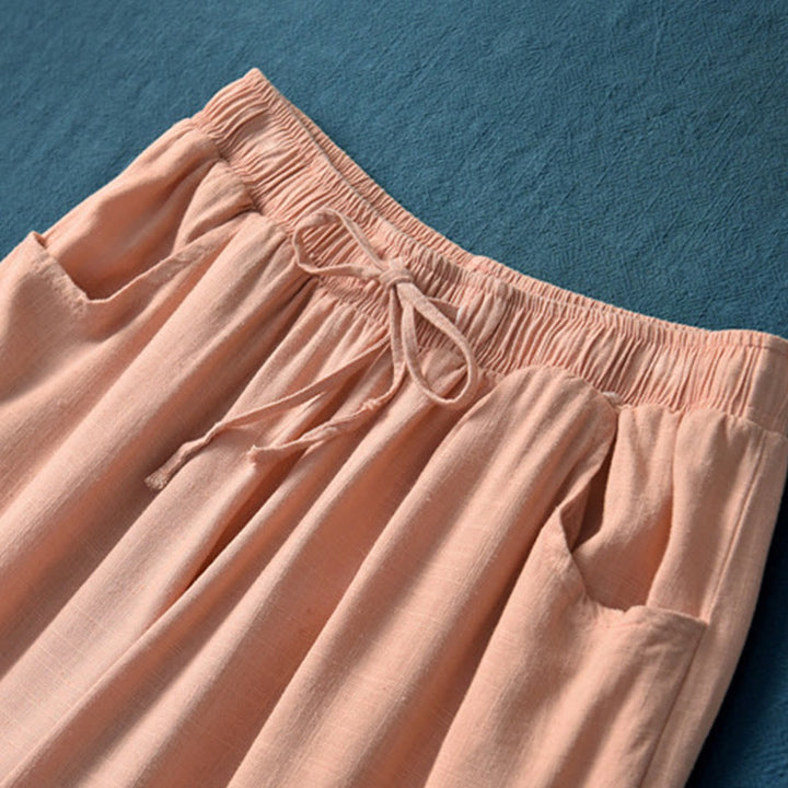 Buddha Stones Proste Szerokie Spodnie Taneczne Damskie Spodnie Do Jogi Z Kieszeniami - image 36