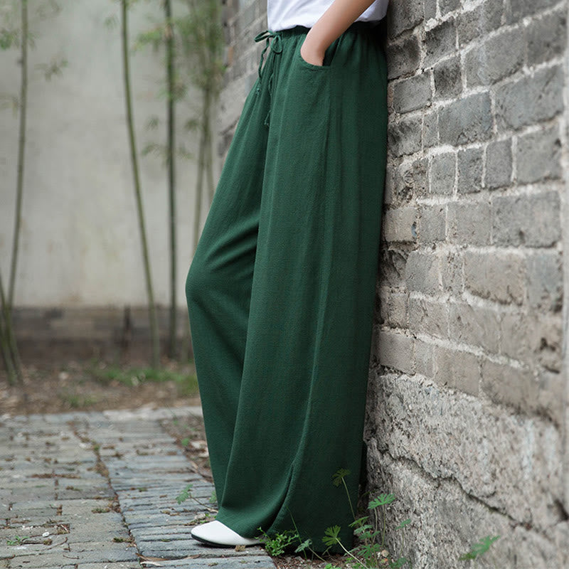 Buddha Stones Proste Szerokie Spodnie Taneczne Damskie Spodnie Do Jogi Z Kieszeniami - image 56