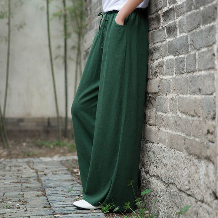 Buddha Stones Proste Szerokie Spodnie Taneczne Damskie Spodnie Do Jogi Z Kieszeniami - image 56