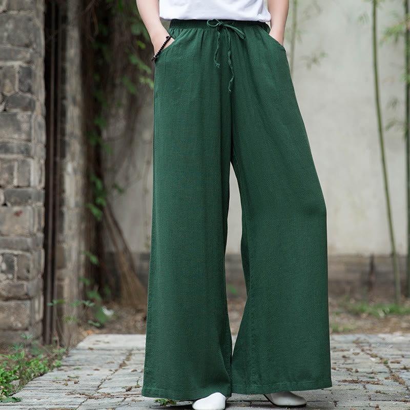 Buddha Stones Proste Szerokie Spodnie Taneczne Damskie Spodnie Do Jogi Z Kieszeniami - image 51