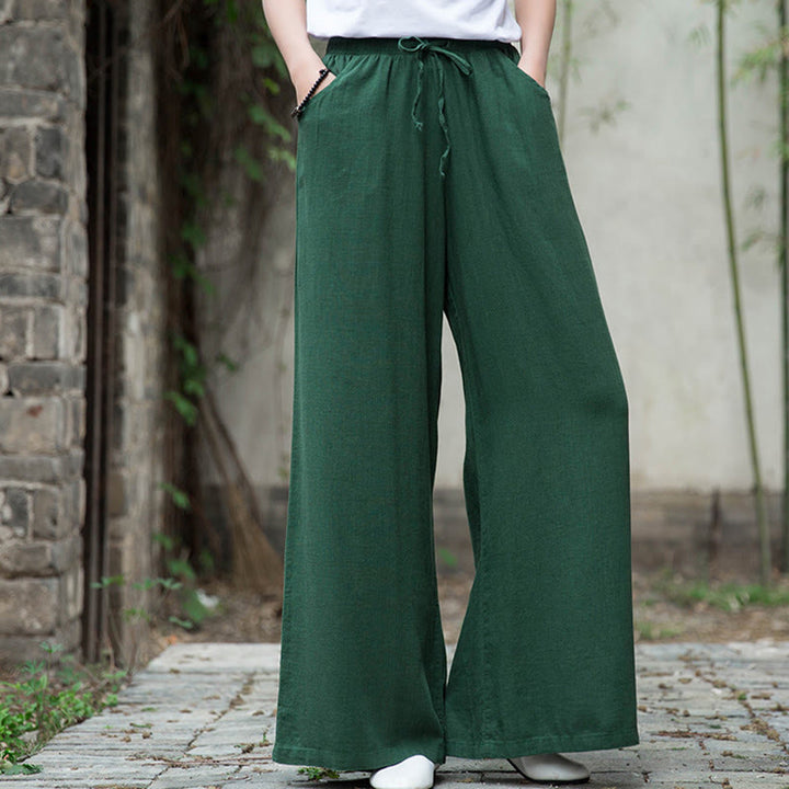 Buddha Stones Proste Szerokie Spodnie Taneczne Damskie Spodnie Do Jogi Z Kieszeniami - image 51