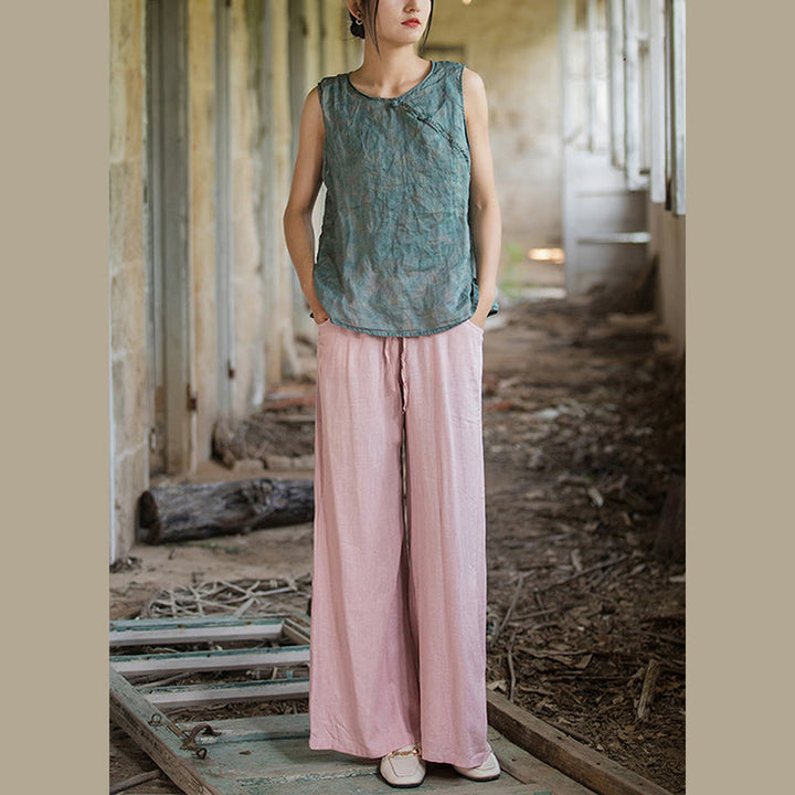 Buddha Stones Proste Szerokie Spodnie Taneczne Damskie Spodnie Do Jogi Z Kieszeniami - image 66