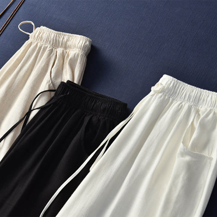 Buddha Stones Proste Szerokie Spodnie Taneczne Damskie Spodnie Do Jogi Z Kieszeniami - image 68