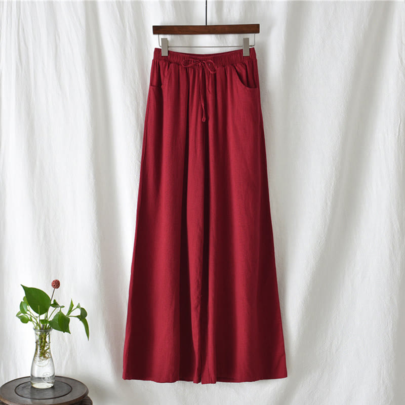 Buddha Stones Proste Szerokie Spodnie Taneczne Damskie Spodnie Do Jogi Z Kieszeniami - image 48