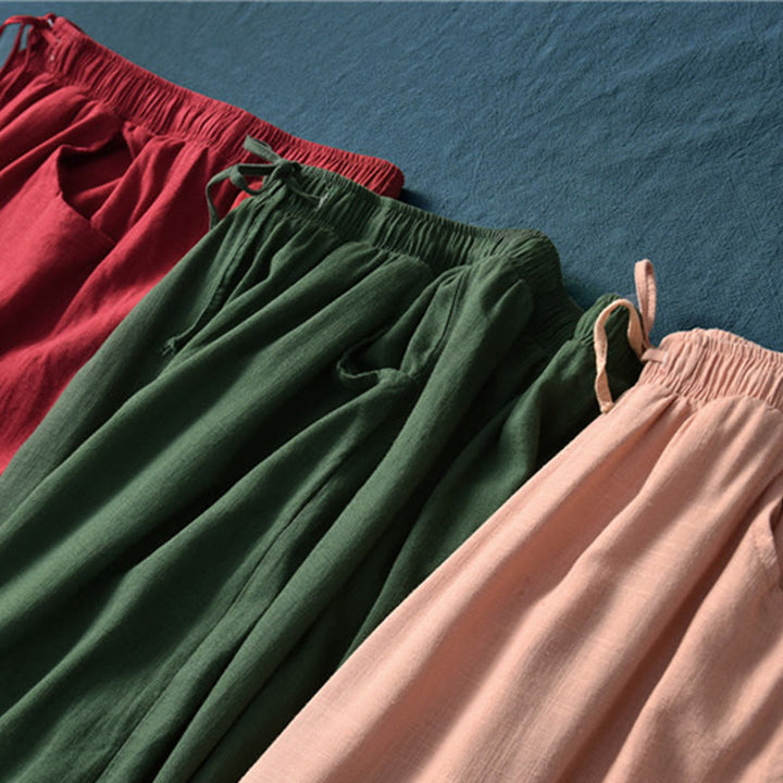 Buddha Stones Proste Szerokie Spodnie Taneczne Damskie Spodnie Do Jogi Z Kieszeniami - image 70