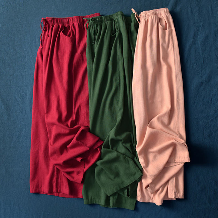 Buddha Stones Proste Szerokie Spodnie Taneczne Damskie Spodnie Do Jogi Z Kieszeniami - image 69
