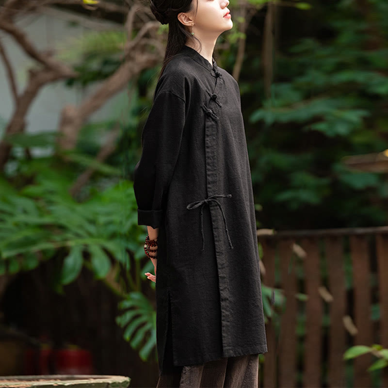 Buddha Stones Vintage Bawełniana Lniana Bluzka Damska Koszula Z Długim Rękawem Chiński Hanfu Top - image 17