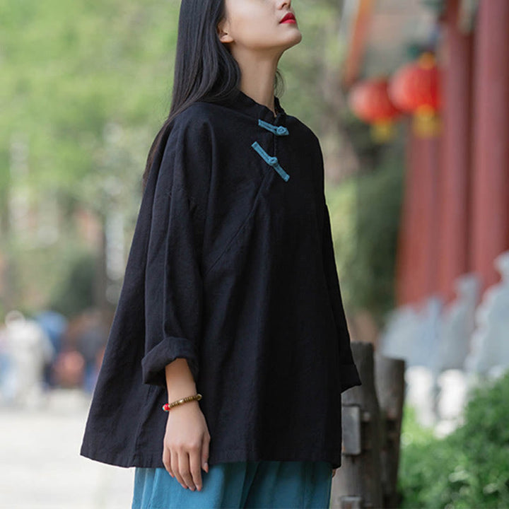 Buddha Stones Ramie Lniana Luźna Bluzka Damska Koszula Z Długim Rękawem Chiński Hanfu Top - image 15