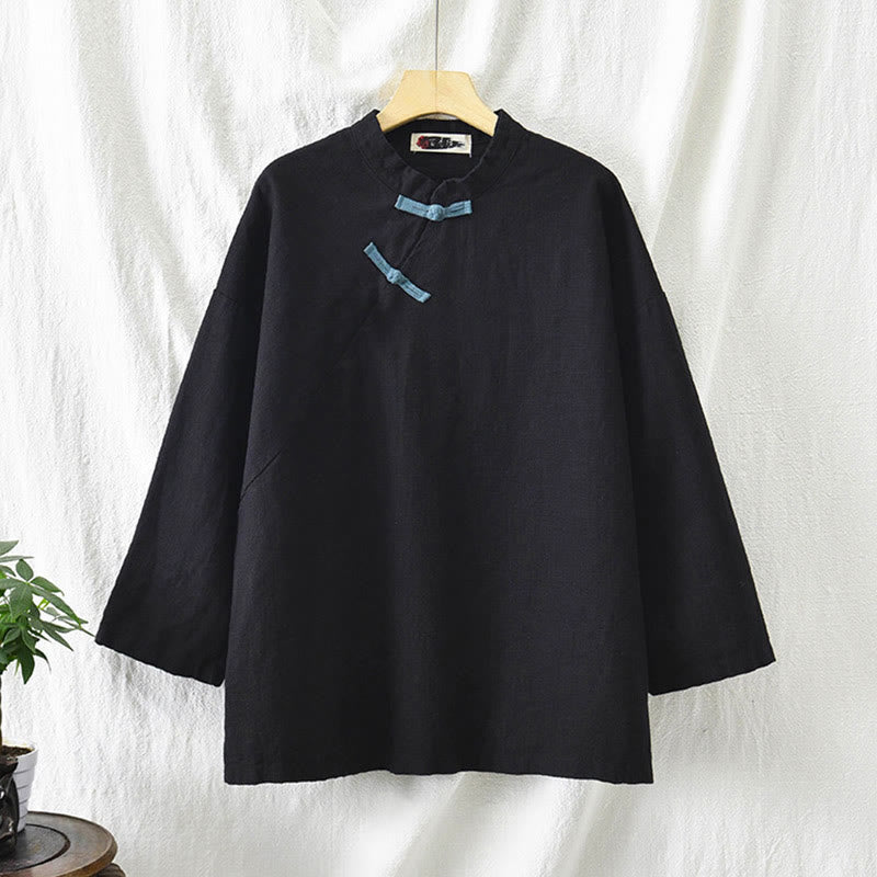 Buddha Stones Ramie Lniana Luźna Bluzka Damska Koszula Z Długim Rękawem Chiński Hanfu Top - image 18