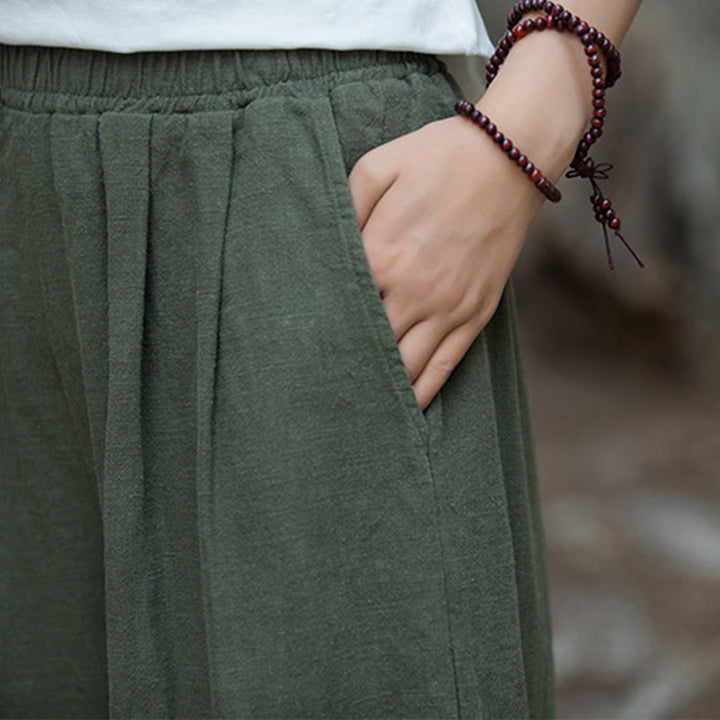 Spodnie do jogi damskie z szerokimi nogawkami i Buddha Stones Retro z kieszeniami - image 34