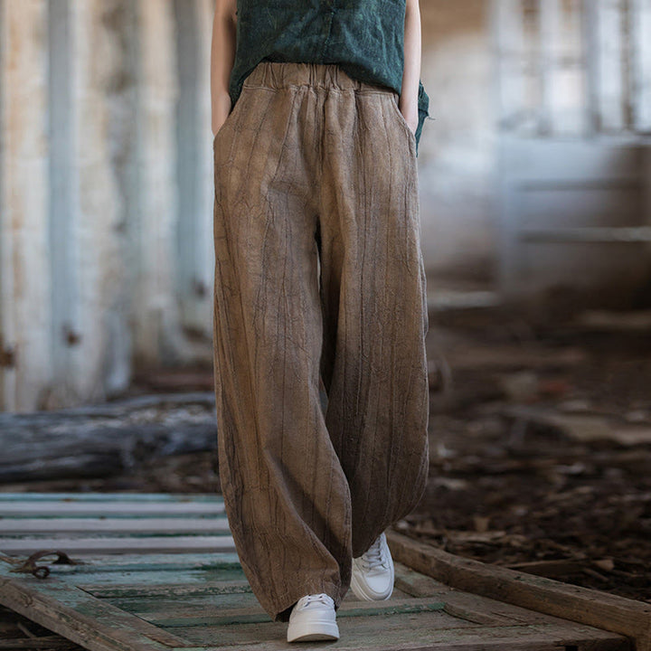 Buddha Stones Retro Tie Dye Harem Pants Casualowe damskie spodnie do jogi z kieszeniami - Brązowy (wersja standardowa) - US6, UK/AU10, EU38 (L)  - image 22