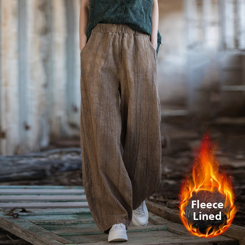 Buddha Stones Retro Tie Dye Harem Pants Casualowe damskie spodnie do jogi z kieszeniami - Brązowy (wersja z podszewką z polaru) - US6, UK/AU10, EU38 (L)  - image 59