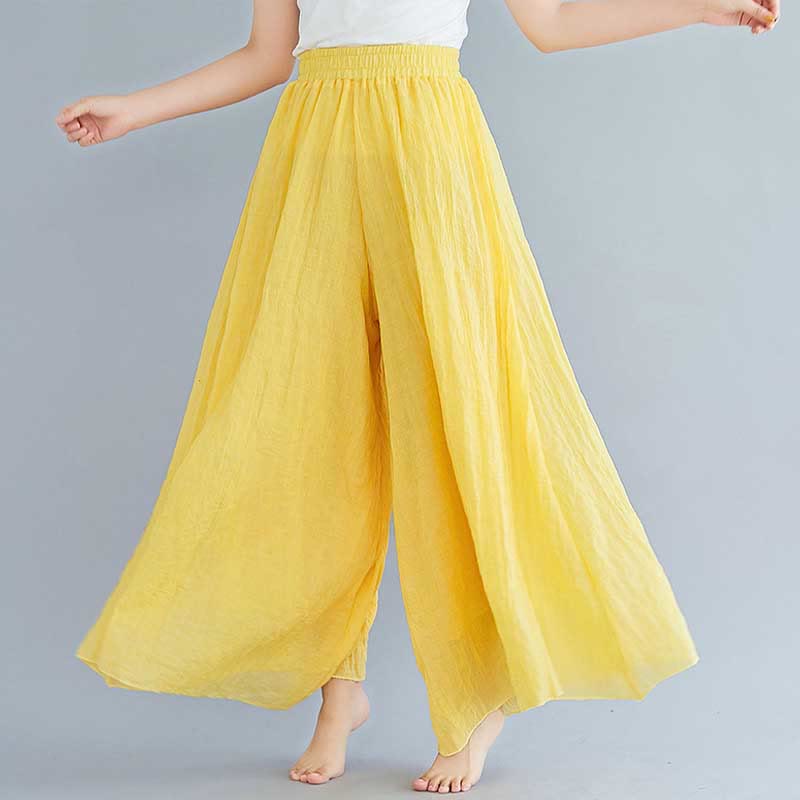 Buddha Stones Damskie Luźne Bawełniane Lniane Szerokie Spodnie Nogawki Do Jogi Tańca - image 7