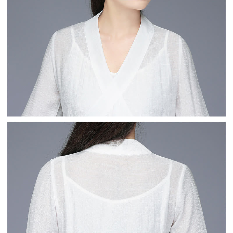 Buddha Stones Hanfu Styl Midi Sukienka Szerokie Spodnie Medytacja Zen Praktyka Joga Taniec Odzież - image 12