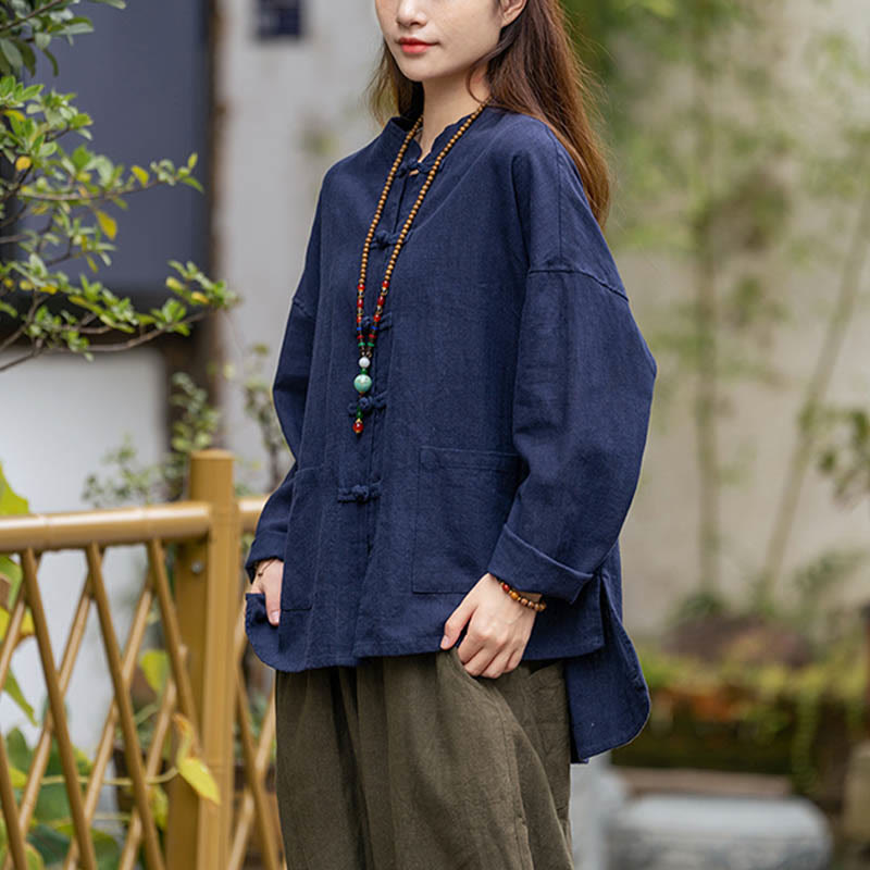 Koszula z nadrukiem Buddha Stones , Tai Chi, medytacja, top, lniana kurtka z ramii