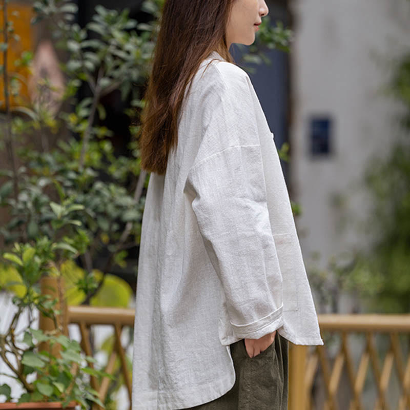 Koszula z nadrukiem Buddha Stones , Tai Chi, medytacja, top, lniana kurtka z ramii - image 5