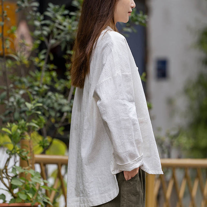 Koszula z nadrukiem Buddha Stones , Tai Chi, medytacja, top, lniana kurtka z ramii - image 5