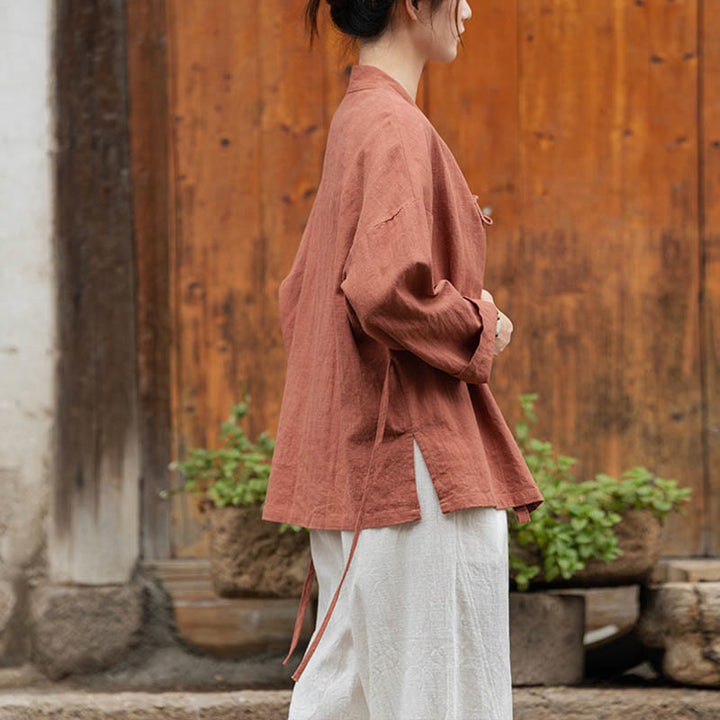 Koszula z nadrukiem Hanfu z Buddha Stones , lniana kurtka z ramii - image 21