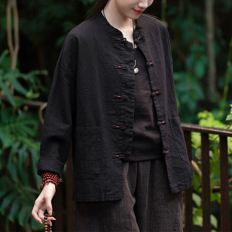 Koszula z żabą i Buddha Stones Zen Medytacja Top Odzież Bawełniana lniana kurtka - image 10