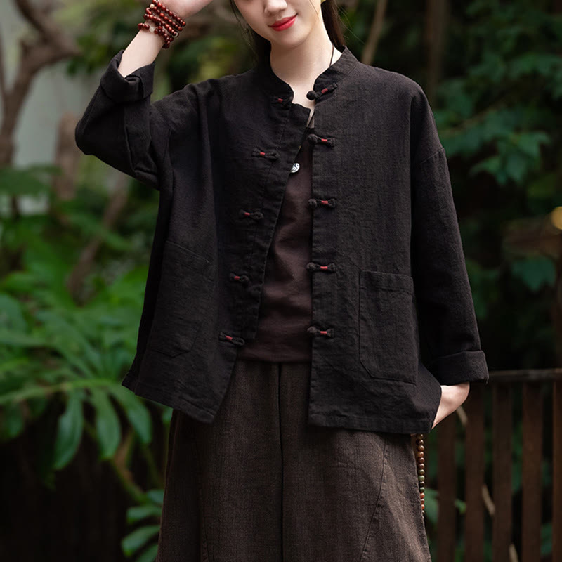 Koszula z żabą i Buddha Stones Zen Medytacja Top Odzież Bawełniana lniana kurtka - image 8