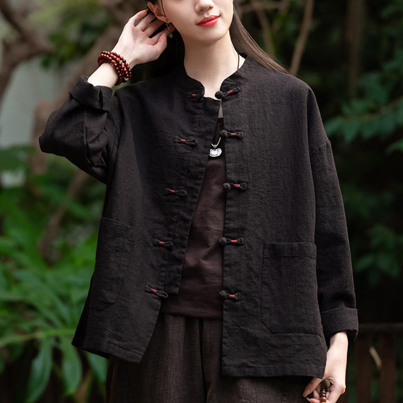 Koszula z żabą i Buddha Stones Zen Medytacja Top Odzież Bawełniana lniana kurtka - image 17