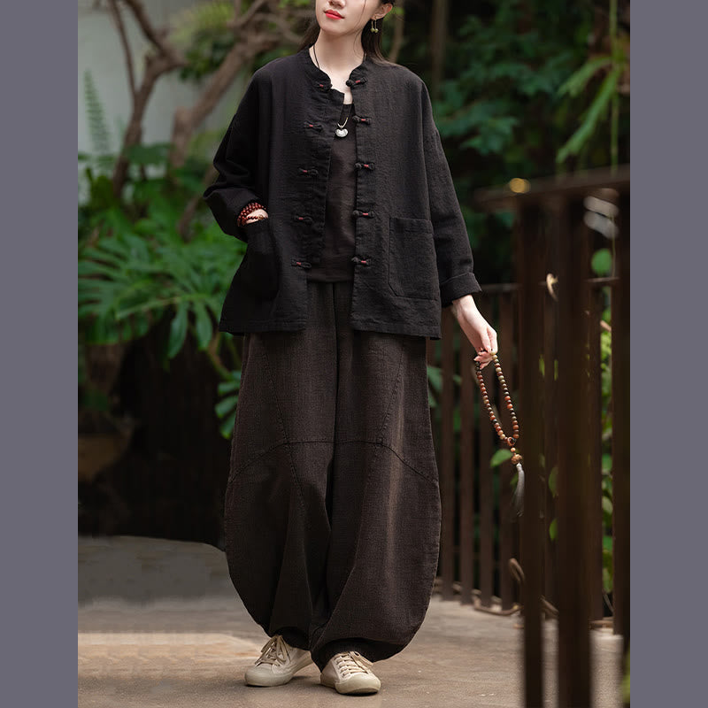 Koszula z żabą i Buddha Stones Zen Medytacja Top Odzież Bawełniana lniana kurtka - image 19