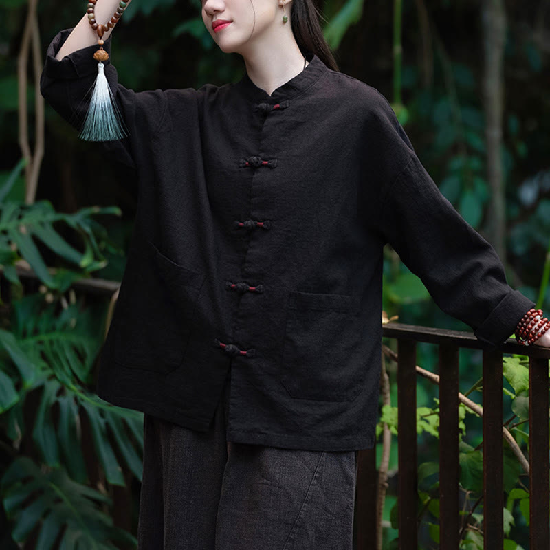 Koszula z żabą i Buddha Stones Zen Medytacja Top Odzież Bawełniana lniana kurtka - image 15