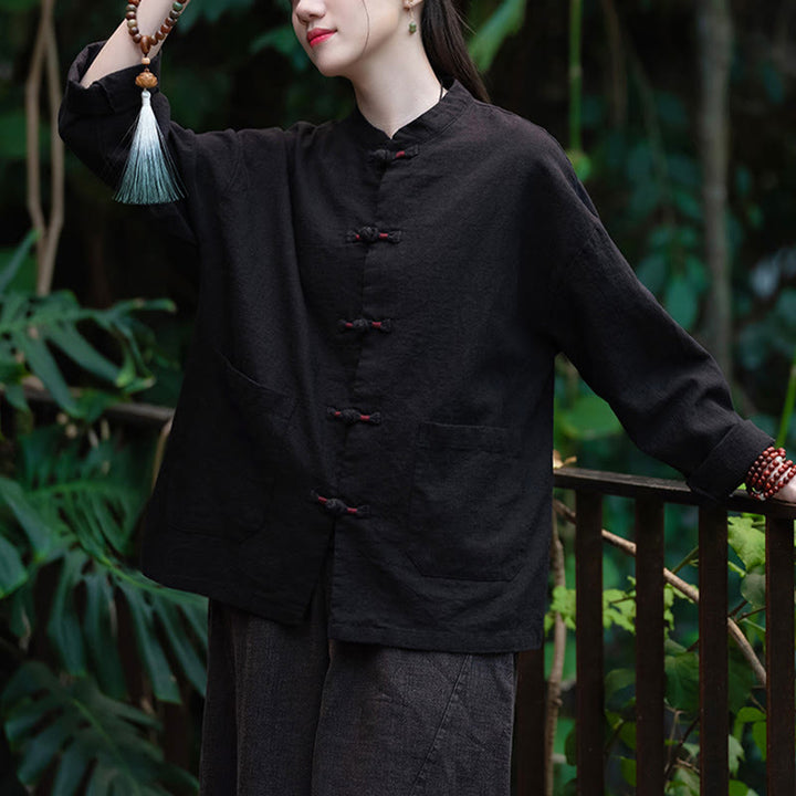 Koszula z żabą i Buddha Stones Zen Medytacja Top Odzież Bawełniana lniana kurtka - image 15