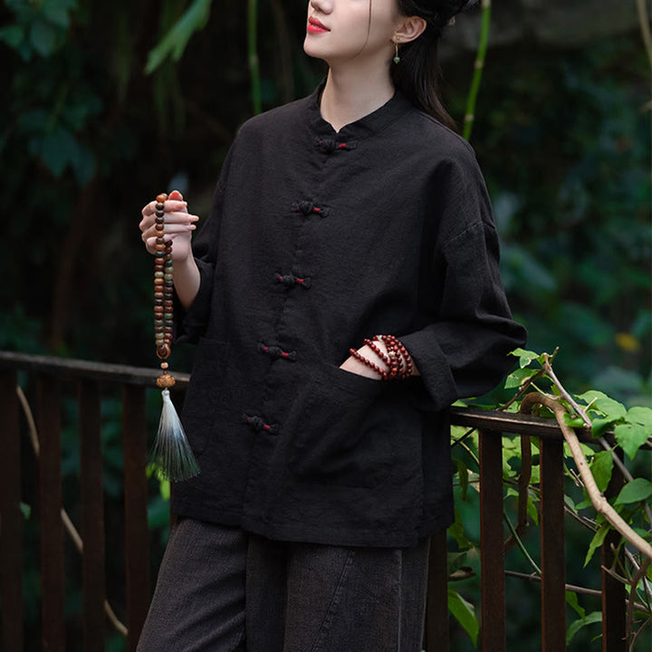 Koszula z żabą i Buddha Stones Zen Medytacja Top Odzież Bawełniana lniana kurtka - image 14