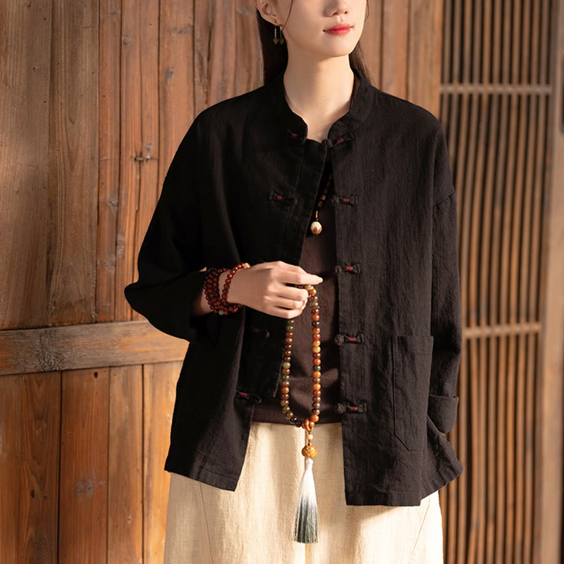 Koszula z żabą i Buddha Stones Zen Medytacja Top Odzież Bawełniana lniana kurtka - image 9