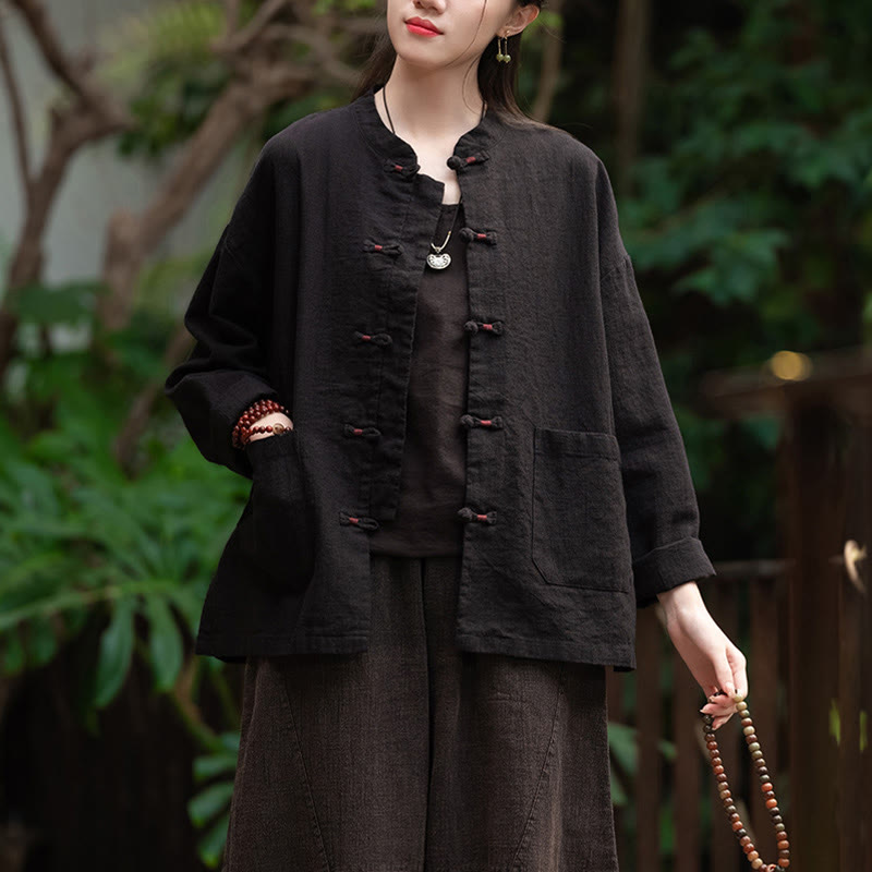 Koszula z żabą i Buddha Stones Zen Medytacja Top Odzież Bawełniana lniana kurtka - image 13