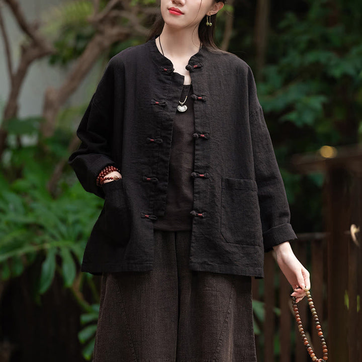 Koszula z żabą i Buddha Stones Zen Medytacja Top Odzież Bawełniana lniana kurtka - image 13