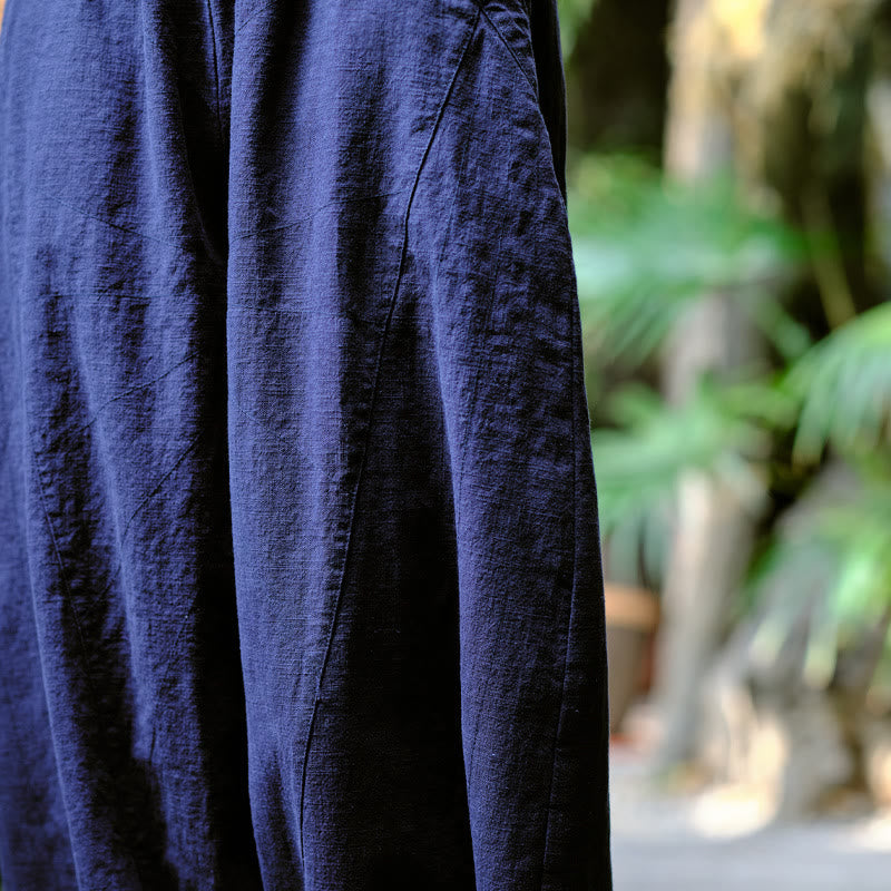 Buddha Stones Jednokolorowe Luźne Spodnie Harem Jogi Z Kieszeniami - image 23