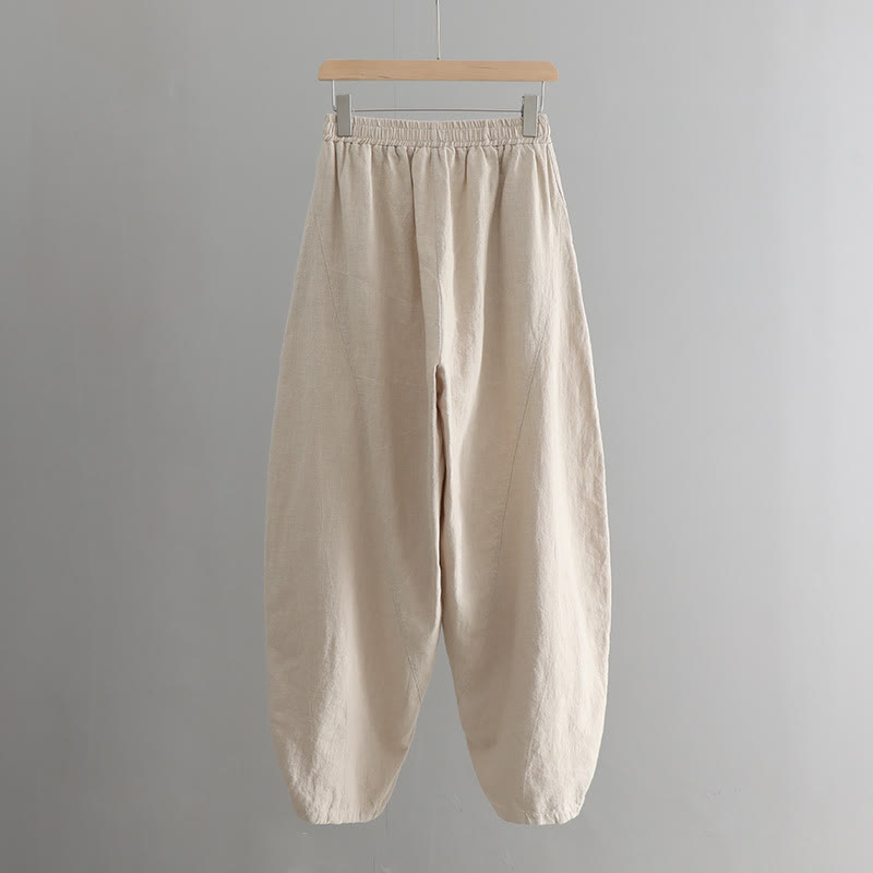 Buddha Stones Jednokolorowe Luźne Spodnie Harem Jogi Z Kieszeniami - image 17