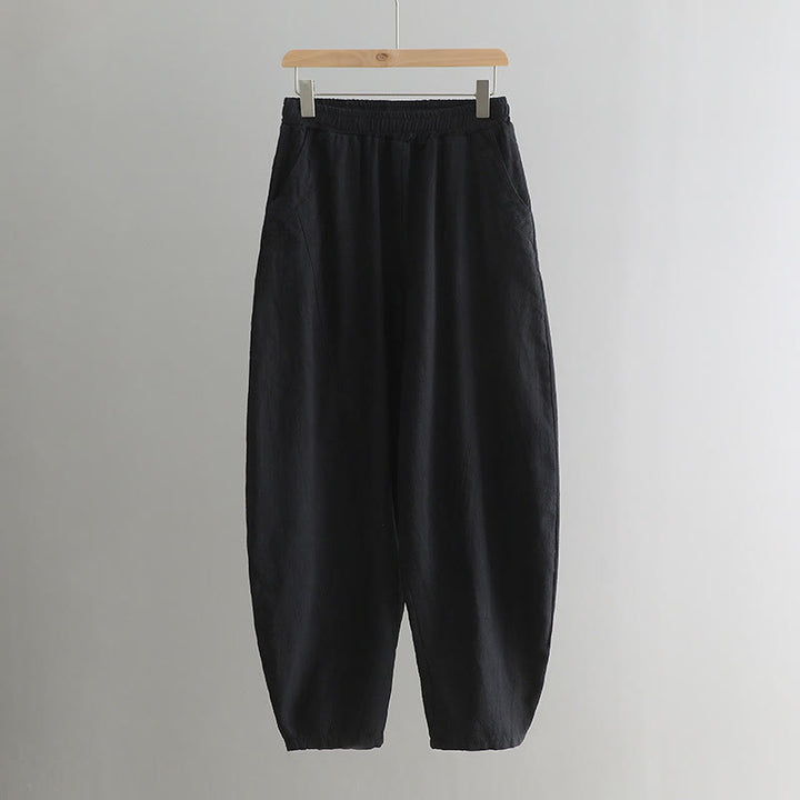 Buddha Stones Jednokolorowe Luźne Spodnie Harem Jogi Z Kieszeniami - image 48