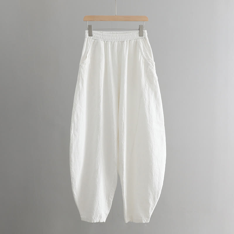 Buddha Stones Jednokolorowe Luźne Spodnie Harem Jogi Z Kieszeniami - image 28