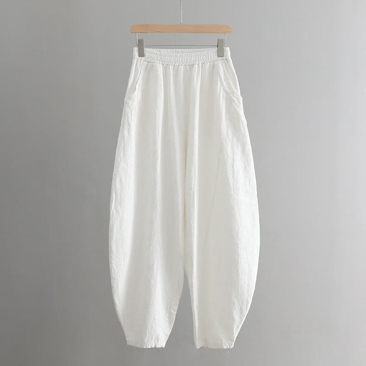 Buddha Stones Jednokolorowe Luźne Spodnie Harem Jogi Z Kieszeniami - image 28